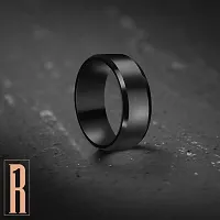 Black Shiny Finish Sleek Comfortable Ring For Men's  Boy's I Size : 20 I Stainless Steel Titanium Plated Ring-thumb2