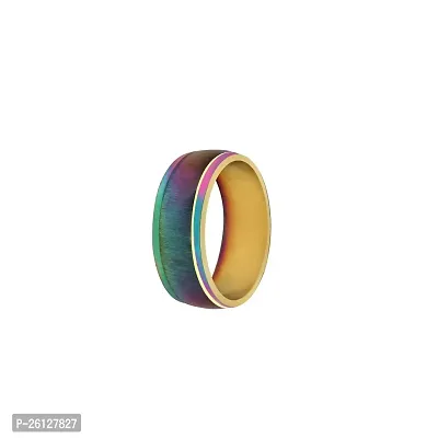 RARE ONE STUDIO Seven Color Love  Romantic Proposal Rainbow Gift For Mens  Boys | Size : 15 I Stainless Steel Gold Plated Ring