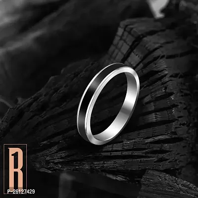 Valentine Gift Ring For Men's  Boy's I Size : 20, Black I Everyday Wear I Stainless Steel Ring-thumb3