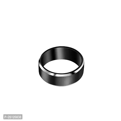 Elegant Valentine  Birthday Gift For Men's  Boy's | Size : 18, Black/Silver Stainless Steel Titanium Plated Ring-thumb2