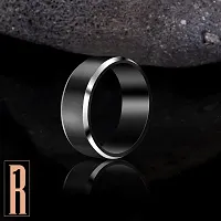 Elegant Valentine  Birthday Gift For Men's  Boy's | Size : 18, Black/Silver Stainless Steel Titanium Plated Ring-thumb2