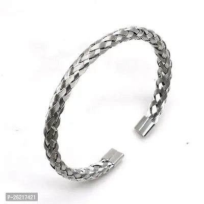 Rare One Studio Attractive Silver Plated Bracelet For Men's  Boys I Everyday Wear I Adjustable-thumb0