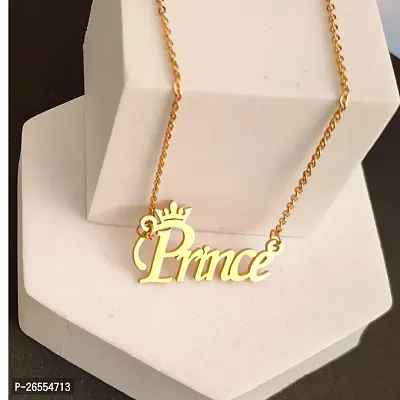 RARE1STUDIO Stylish  Attractive Gold Plated Prince Necklace I Daily Wear I Stainless Steel Chain Pendant