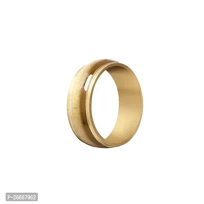 Attractive Shiny Finish Comfort Fit Ring | Wear At Any Occasion | Size : 15 Stainless Steel Gold Plated Ring-thumb0