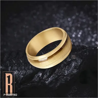 Attractive Shiny Finish Comfort Fit Ring | Wear At Any Occasion | Size : 15 Stainless Steel Gold Plated Ring-thumb3