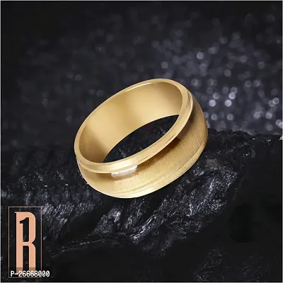 Attractive Shiny Finish Comfort Fit Ring | Wear At Any Occasion | Size : 16 Stainless Steel Gold Plated Ring-thumb3