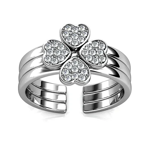 Heart Leaf Flower Valentine Gift For Women Girls I Size : Free I Comfort Fit I Alloy Plated Ring