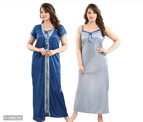 Buy Stylish Satin Two Piece Nighty Set For Women Online In India