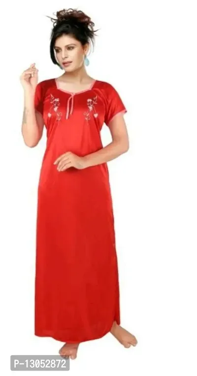 Stylish Satin Solid Nighty For Women