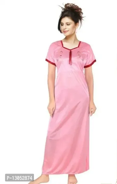 Stylish Satin Solid Nighty For Women