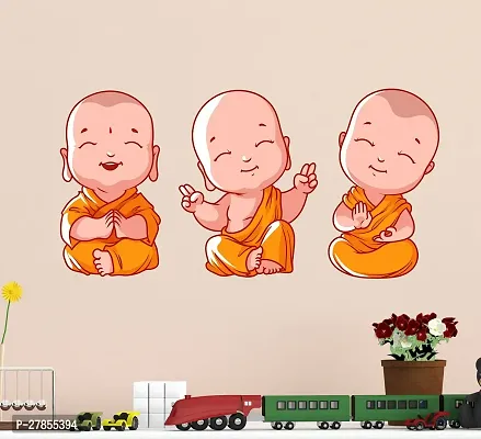 Decals Design Buddha Design Three Baby Monk Pvc Wall Sticker-thumb0