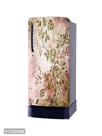 Flower Painting Design Fridge Sticker Medium Self Adhesive Sticker Multicolor Pvc Vinyl 120X60-Sd_Aefs303