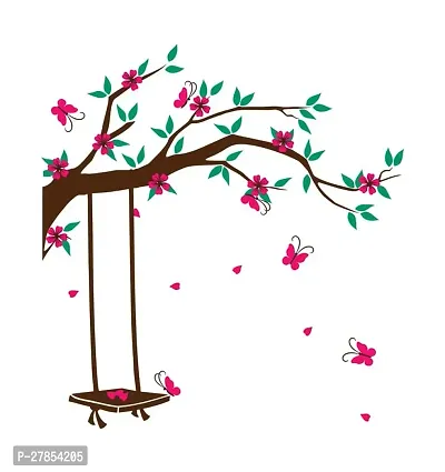 Advait Design Swing On A Tree Branch Decorative Wall Sticker Multicolor Pvc Vinyl 85X90 Cm-thumb0