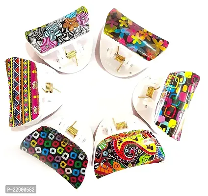 KENDRICK Butterfly Hair Clutch Claws Clips Multi Color No Slip Tight Grip Acrylic Material Clip Hair Accessories for Women and Girls (SET OF 6, Mandala pattern claw)-thumb3