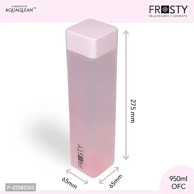 AQUAQLEAN Frosty Plastic Food Grade Fridge Square Water Bottle Gift Set(4 pieces, 1L,Multicolour)-thumb3