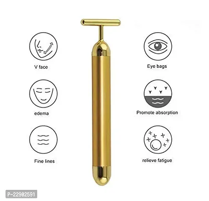 KENDRICK 1 Pc 24K Gold Energy Beauty Bar Electric Facial Massage Roller Waterproof Face Skin Care Antiwrinkle Battery Powered Massager For Forehead Cheek Neck-thumb5