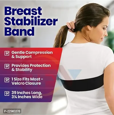 TFW Women Sports Bra Belt Surgical Breast Implant Stabilizer and Compression Band, Breast Support Band, Chest Belt, Adjustable Extra Sport Bra Strap, One Size Fits All (Black)-thumb5