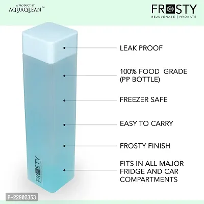 AQUAQLEAN Frosty Plastic Food Grade Fridge Square Water Bottle Gift Set(4 pieces, 1L,Multicolour)-thumb2