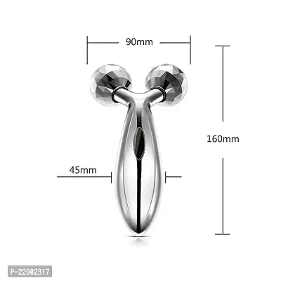 KENDRICK 3D Y Shape Aluminium Big Roller Microcurrent Face Platinum Roller Massager (Sliver)-thumb2