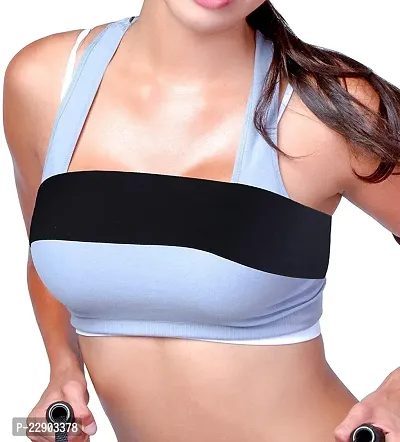 TFW Women Sports Bra Belt Surgical Breast Implant Stabilizer and Compression Band, Breast Support Band, Chest Belt, Adjustable Extra Sport Bra Strap, One Size Fits All (Black)-thumb0