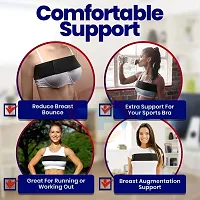 TFW Women Sports Bra Belt Surgical Breast Implant Stabilizer and Compression Band, Breast Support Band, Chest Belt, Adjustable Extra Sport Bra Strap, One Size Fits All (Black)-thumb1