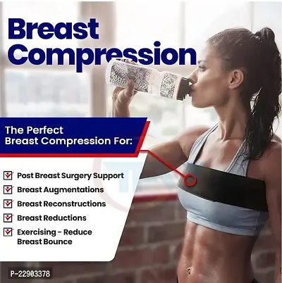 TFW Women Sports Bra Belt Surgical Breast Implant Stabilizer and Compression Band, Breast Support Band, Chest Belt, Adjustable Extra Sport Bra Strap, One Size Fits All (Black)-thumb3