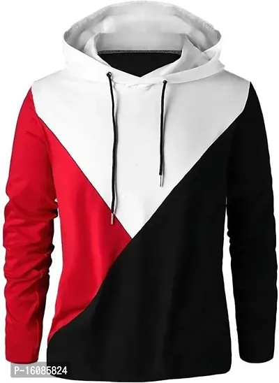 Color Block Men Hooded Neck Cotton Blend Sweatshirt-thumb0