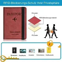 UDee Passport Holder,Passport Cover Imitation Leather Passport Cover with RFID Blocker, Protective Cover Vaccination Card Pocket for Credit Cards ID and Travel Document Holder Organizer (Wine Red)-thumb3