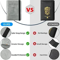 UDee Passport Holder,Passport Cover Imitation Leather Passport Cover with RFID Blocker, Protective Cover Vaccination Card Pocket for Credit Cards ID and Travel Document Holder Organizer (Grey)-thumb3