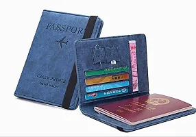 UDee Passport Holder,Passport Cover Imitation Leather Passport Cover with RFID Blocker, Protective Cover Vaccination Card Pocket for Credit Cards ID and Travel Document Holder Organizer (Blue)-thumb4
