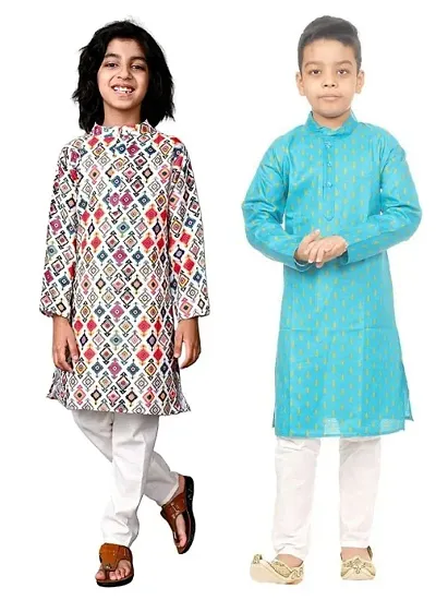 Casual Kurta Pyjama Set For Boys Pack of 2