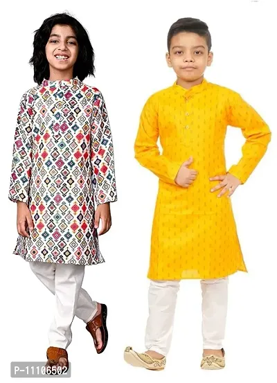 Multicolored Casual Kurta Pyjama Set For Boys Pack of 2-thumb0