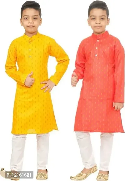 Multicolored Casual Kurta Pyjama Set For Boys Pack of 2-thumb0