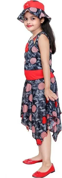 Multicolored Casual Sleeveless Frock With Cap For Girls-thumb2