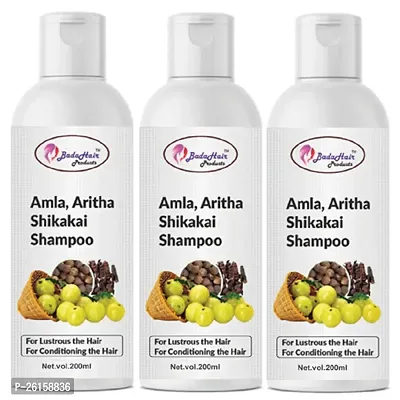 Amla Shikakai Reetha Shampoo For Hairfall And Damage Repair Removes Dandruff 600 Ml Pack Of 3-thumb0
