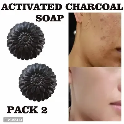 Charcoal Soap With Charcoal For Men Women Skin Whitening Deep Cleaning Anti Acne Pimples Skin Care Soap 2X100G Set Of 2-thumb0