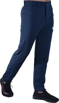 Stylish Blue Lycra Blend Regular Track Pants for Men-thumb2