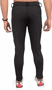 Linaria Stylish Black Lycra Blend Solid Regular Fit Trouser For Men-thumb2