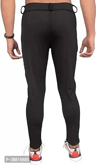 Linaria Stylish Black Lycra Blend Solid Regular Fit Trouser For Men-thumb3