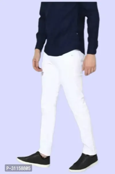 Stylish White Cotton Blend Mid-Rise Jeans For Men-thumb3