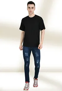 Stylish Denim Blue Solid Mid-Rise Jeans For Men-thumb2