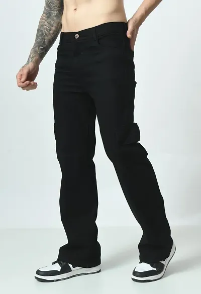 Linaria Baggy Fit Denim Black Pocket Jeans