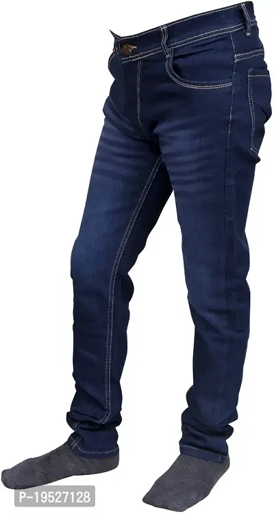 Stylish Cotton Blend Solid Mid-Rise Jeans For Men Pack Of 1-thumb2