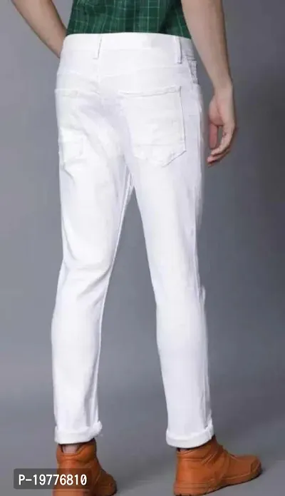 Reliable White Cotton Blend Mid-Rise Jeans For Men-thumb2