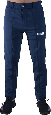 Stylish Blue Lycra Blend Regular Track Pants for Men-thumb3