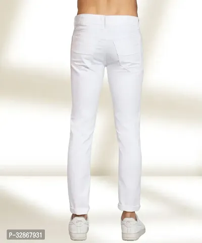 Stylish Denim White Solid Mid-Rise Jeans For Men-thumb2