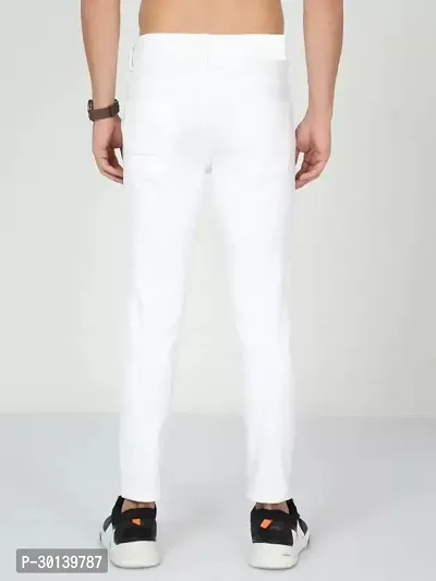 Stylish White Denim Solid Mid-Rise Jeans For Men-thumb2