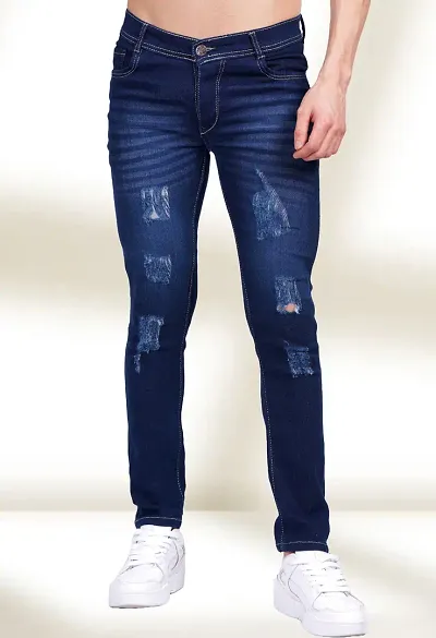 Classic Cotton Blend Solid Jeans for Men