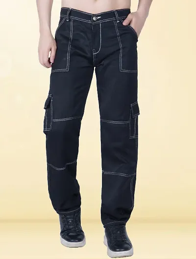 Stylish Black Denim Mid-Rise Jeans For Men