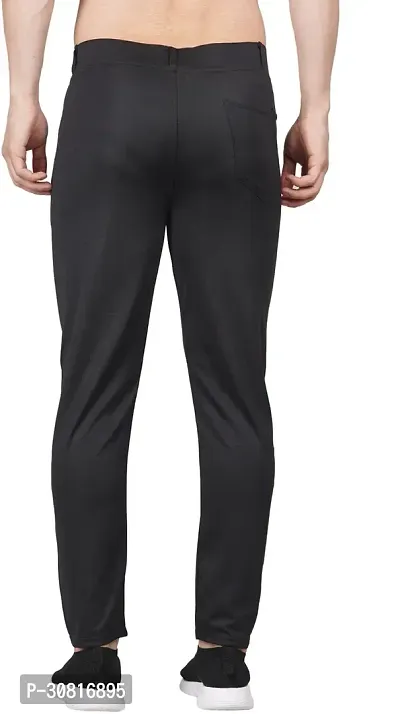 Linaria Stylish Black Lycra Blend Solid Regular Fit Trouser For Men-thumb2